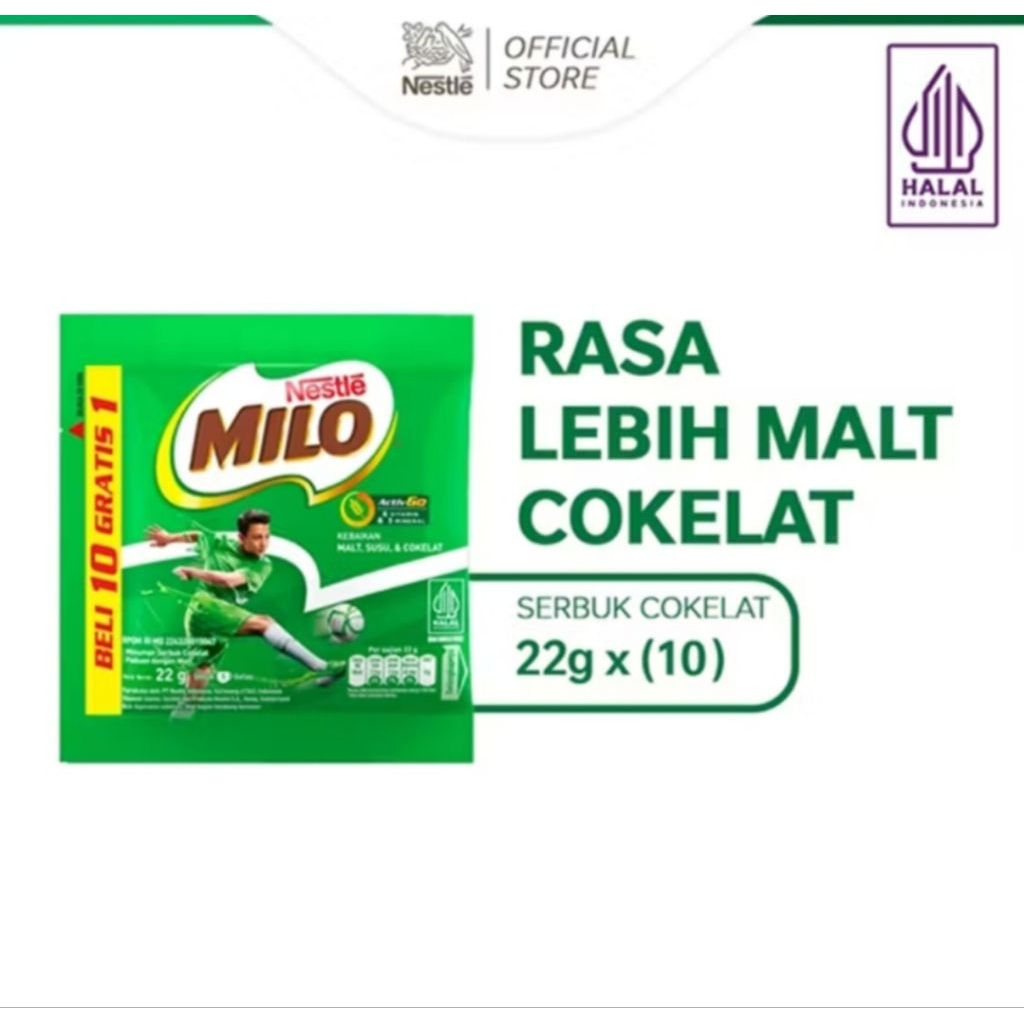 

MILO SACHET 22 GRAM ISI 11 SACHET (EDISI BELI 10 SACHET BONUS 1 SACHET)