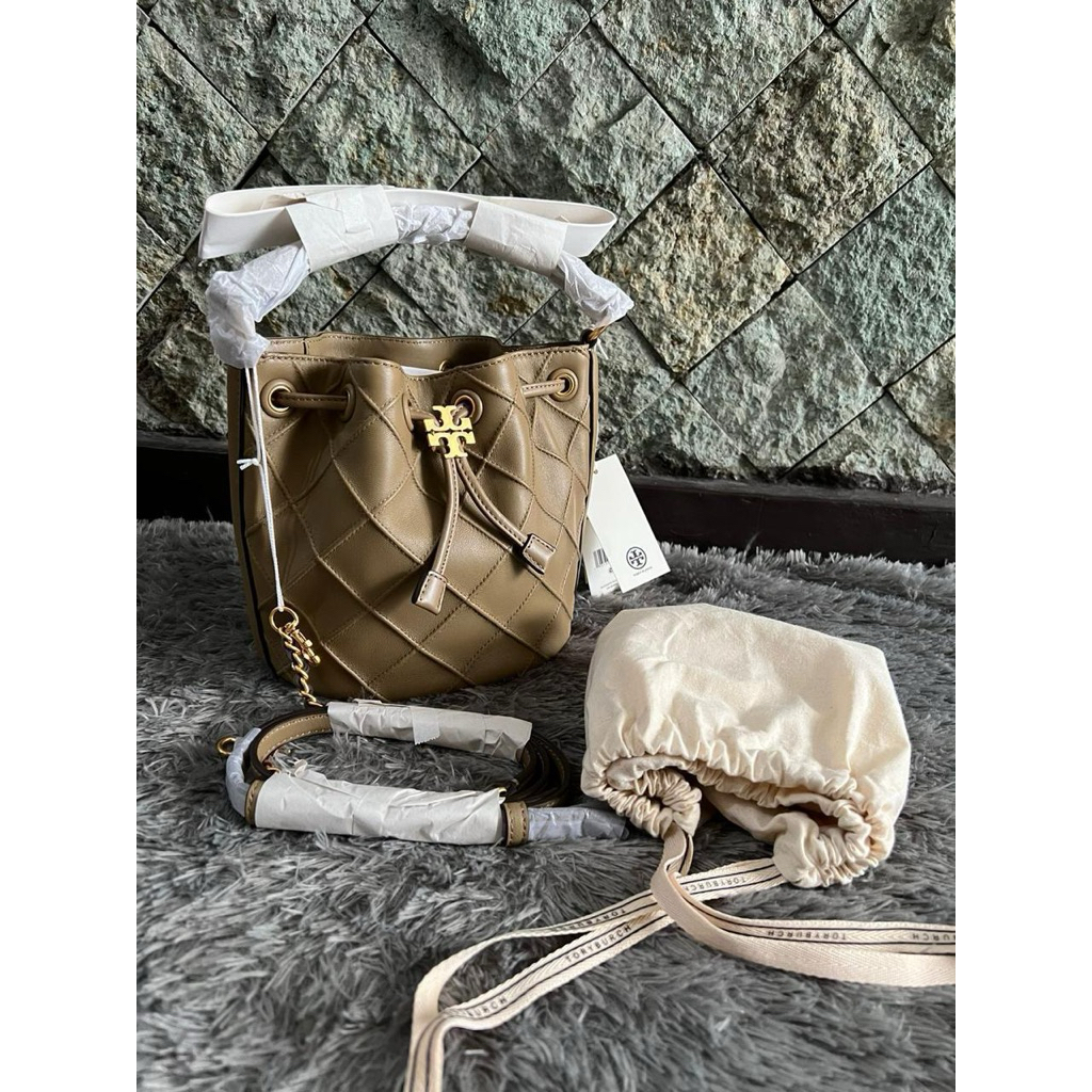Tas Tory Burch Fleming Soft Small Bucket Pebblestone Crossbody AUTHENTIC