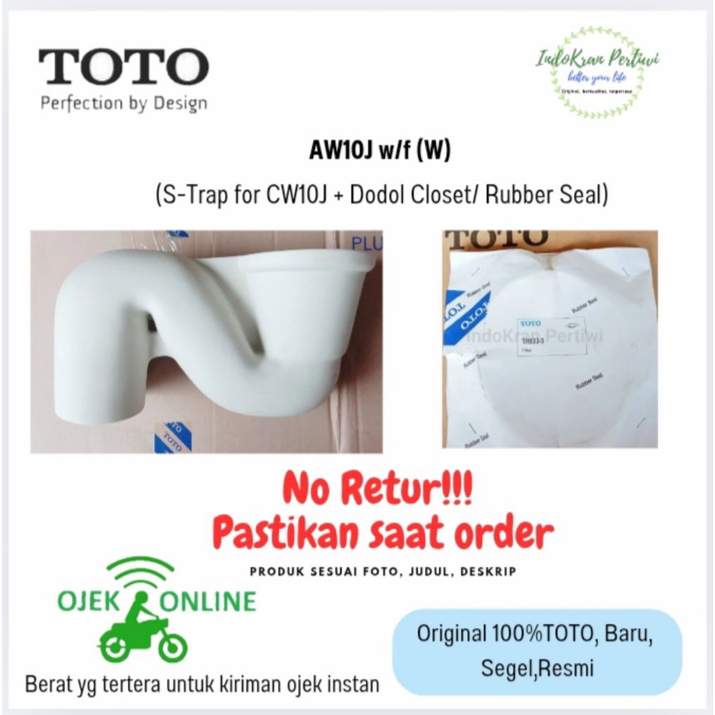 TOTO AW10J S-Trap untuk Closet jongkok CW10J (Ojek Instan)