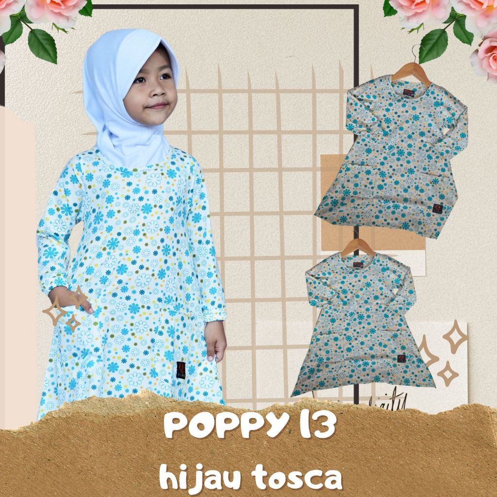 ATASAN BLUS KAOS ANAK MURCE  QIRANI POPPY 13 HIJAU TOSCA