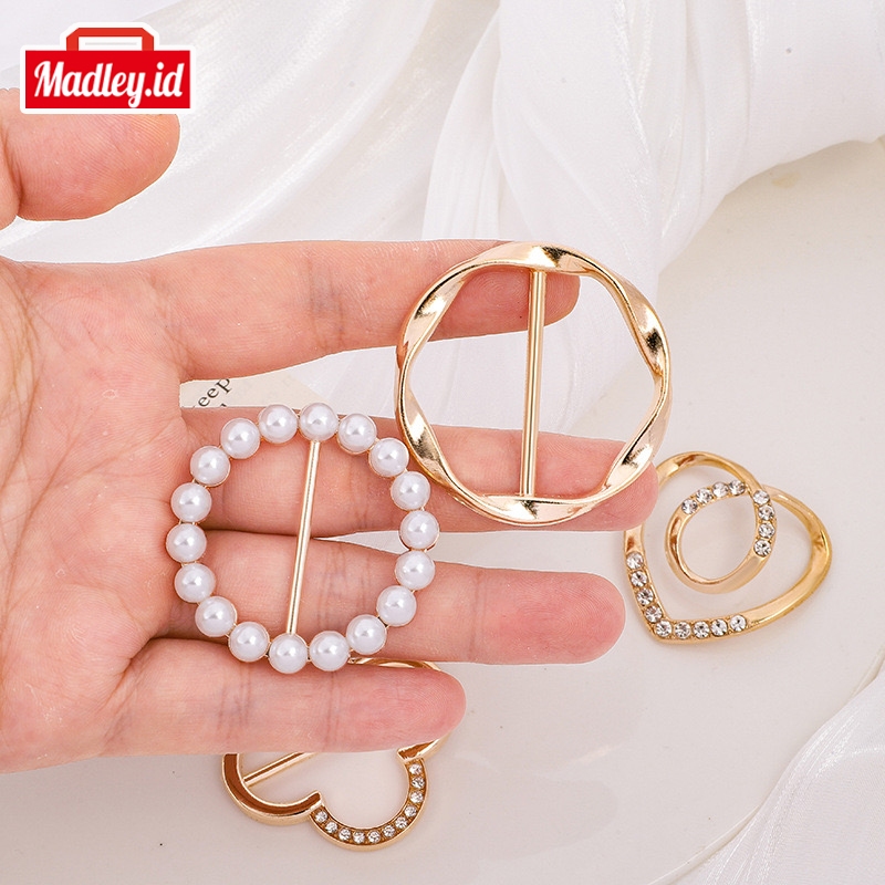 Ring Bros Hijab Korea Aesthetic Penjepit Syal Multifungsi dengan Mutiara