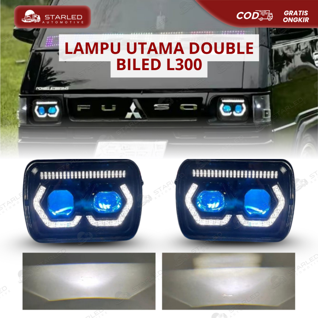 Lampu Utama Double Biled L300 Biled Devil Cahaya Flat Ukuran 5x7 inch Lampu depan L300 Taff Headlamp