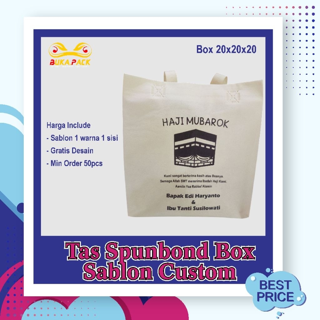 

Tas untuk Box Makanan Spunbond Sablon Custom Box 20, 22, 25 | Tas ulang tahun | Souvenir Pernikahan | Box Makanan
