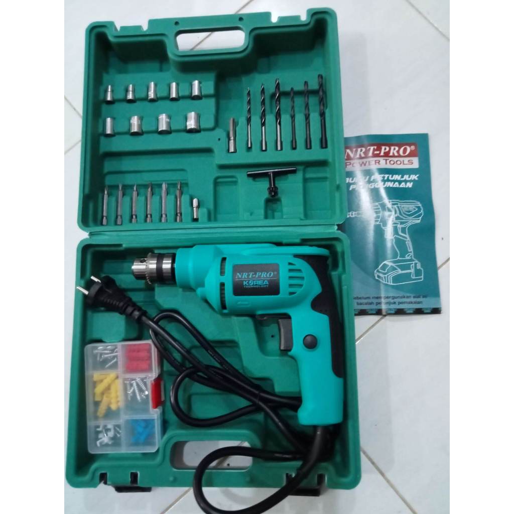 Mesin Bor Tangan Listrik 10mm Set Mata Bor Komplit NRT-PRO 450T Set