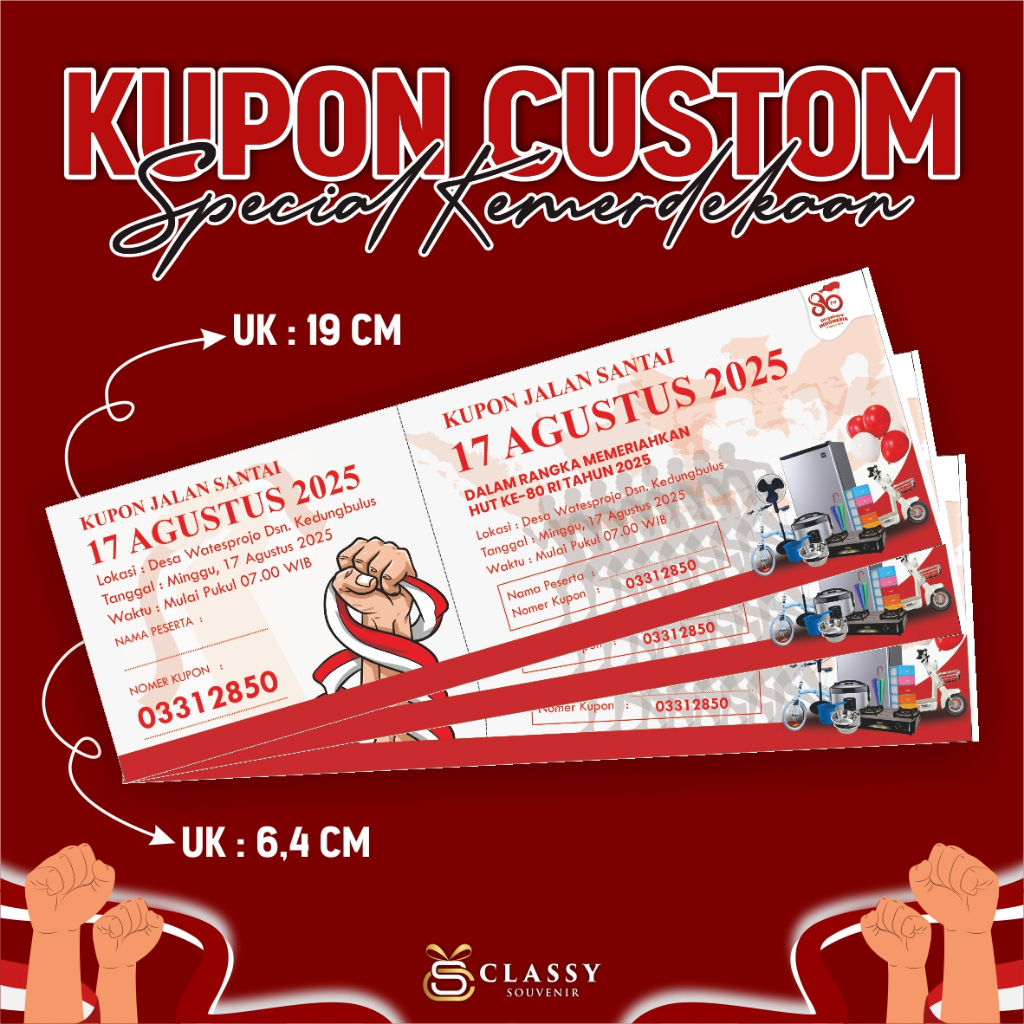 CETAK KUPON JALAN SEHAT 17 AGUSTUS - KUPON UNDIAN CUSTOM MURAH KEMERDEKAAN