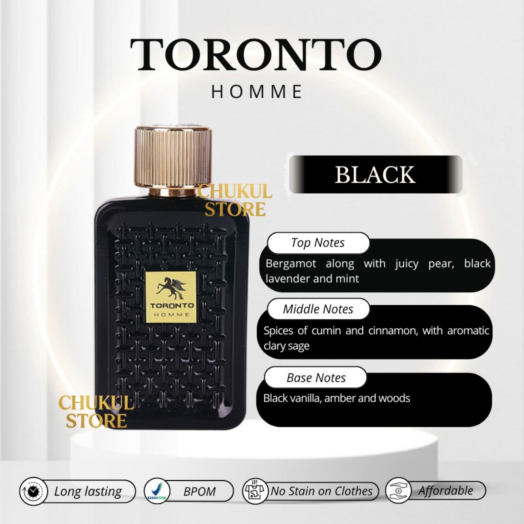 Toronto Homme Eau De Toilette 50ml Black Parfum Pria Tahan Lama