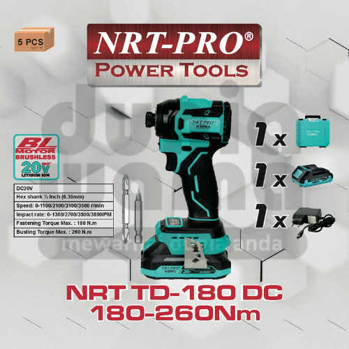 NRT PRO TD180DC Cordless Impact Driver Mesin Buka Baut/Skrup TD180 DC/TD 180DC/TD 180 DC Baterei 20 