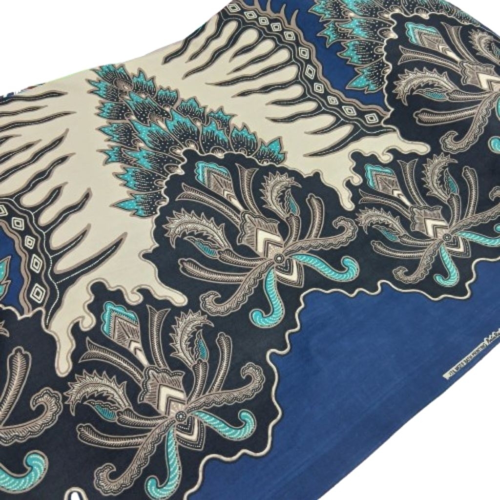 Kain batik motif rumput laut biru bahan baju batik batik katun printing