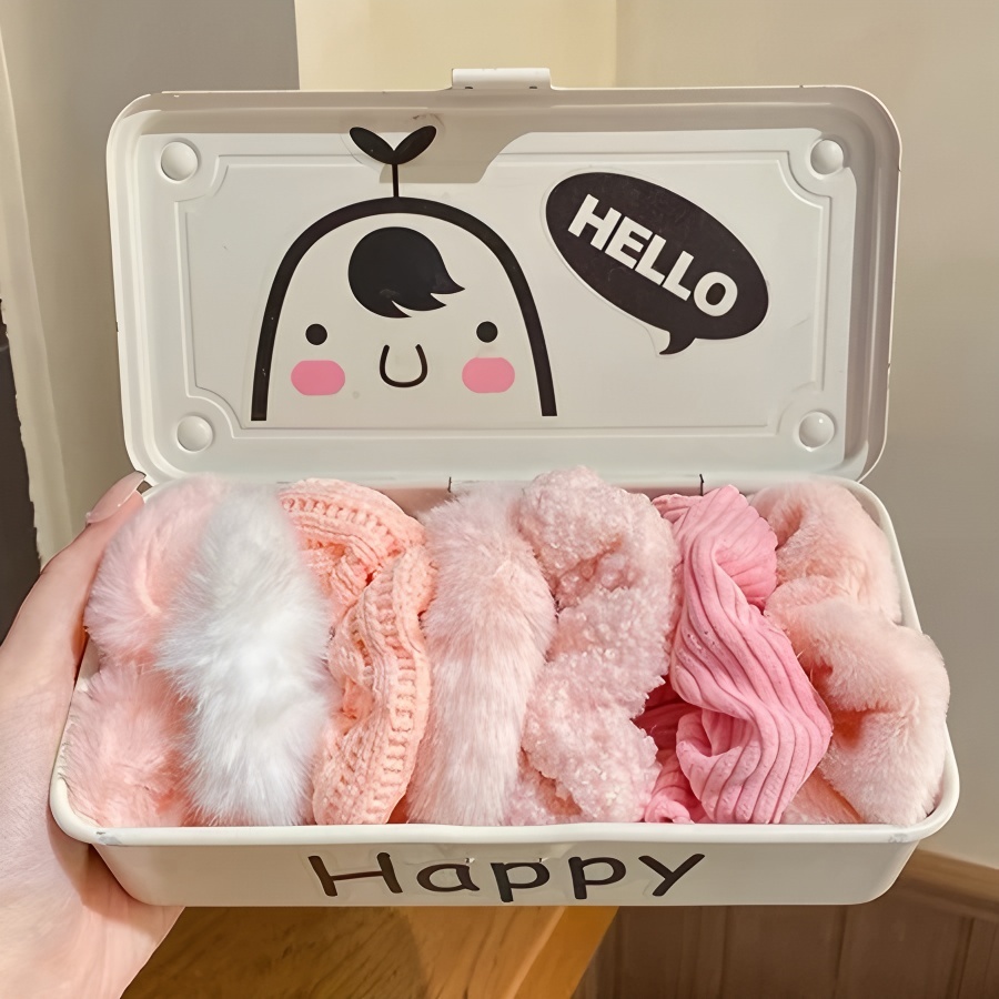 SET IKAT RAMBUT SCRUNCHIE CEPOL / KUNCIRAN RAMBUT SCRUNCHIE BULU SET/ 1 SET ISI 7PCS SCRUNCHIE