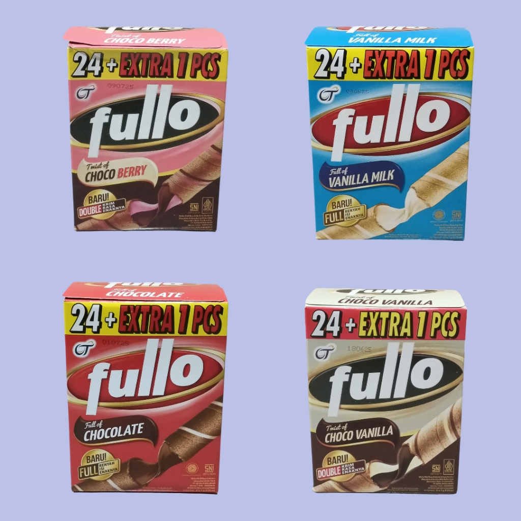 FULLO STICK Vanilla Milk, Full Coklat, Choco Berry dan Choco Vanila Wafer Roll 5gr [24 stick/box]