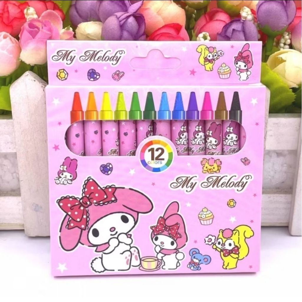 

TERMURAH! CRAYON OIL PASTEL ISI 12 WARNA MOTIF KARTUN KAWAII ATK