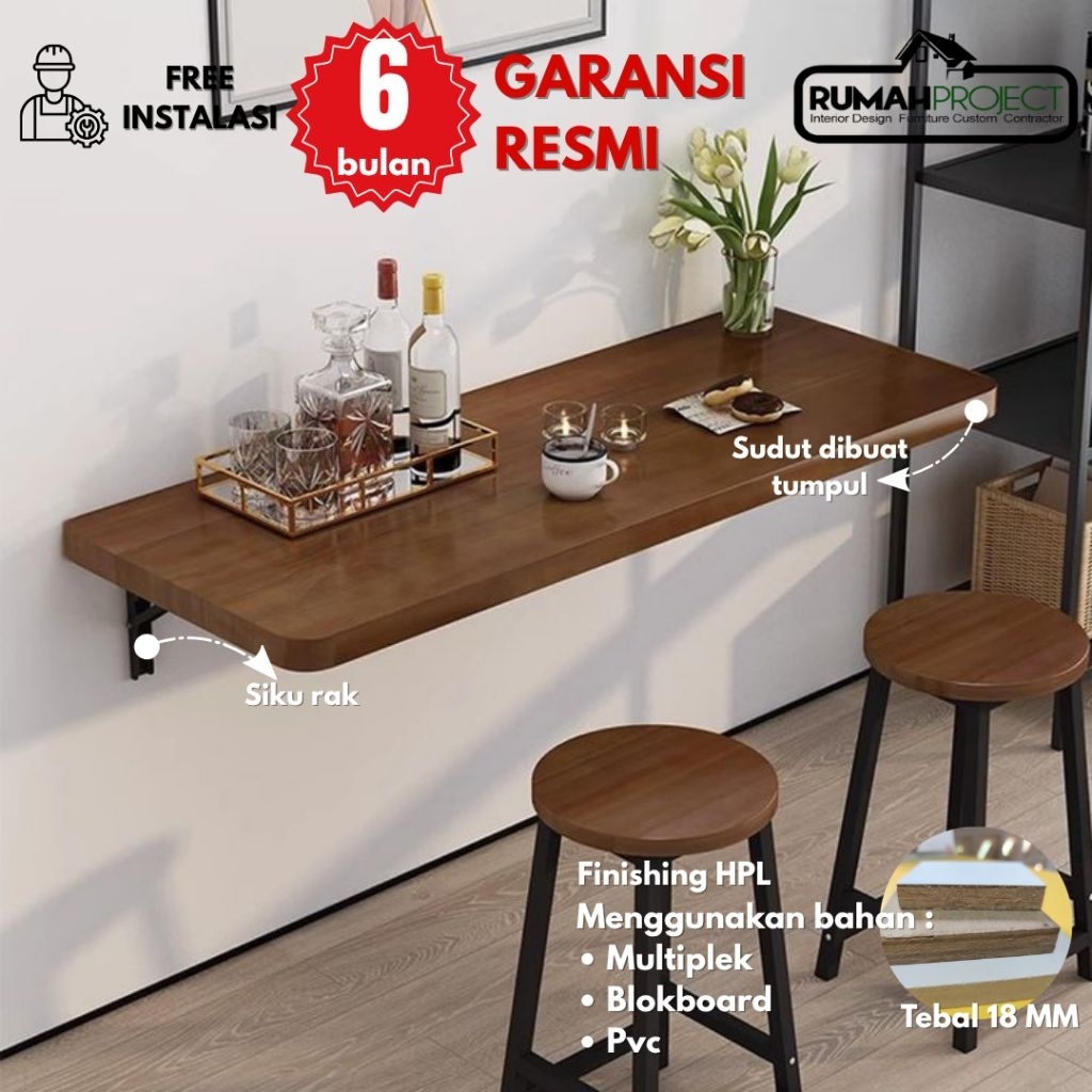 MEJA DINDING SUDUT TUMPUL | MEJA DINDING | MEJA