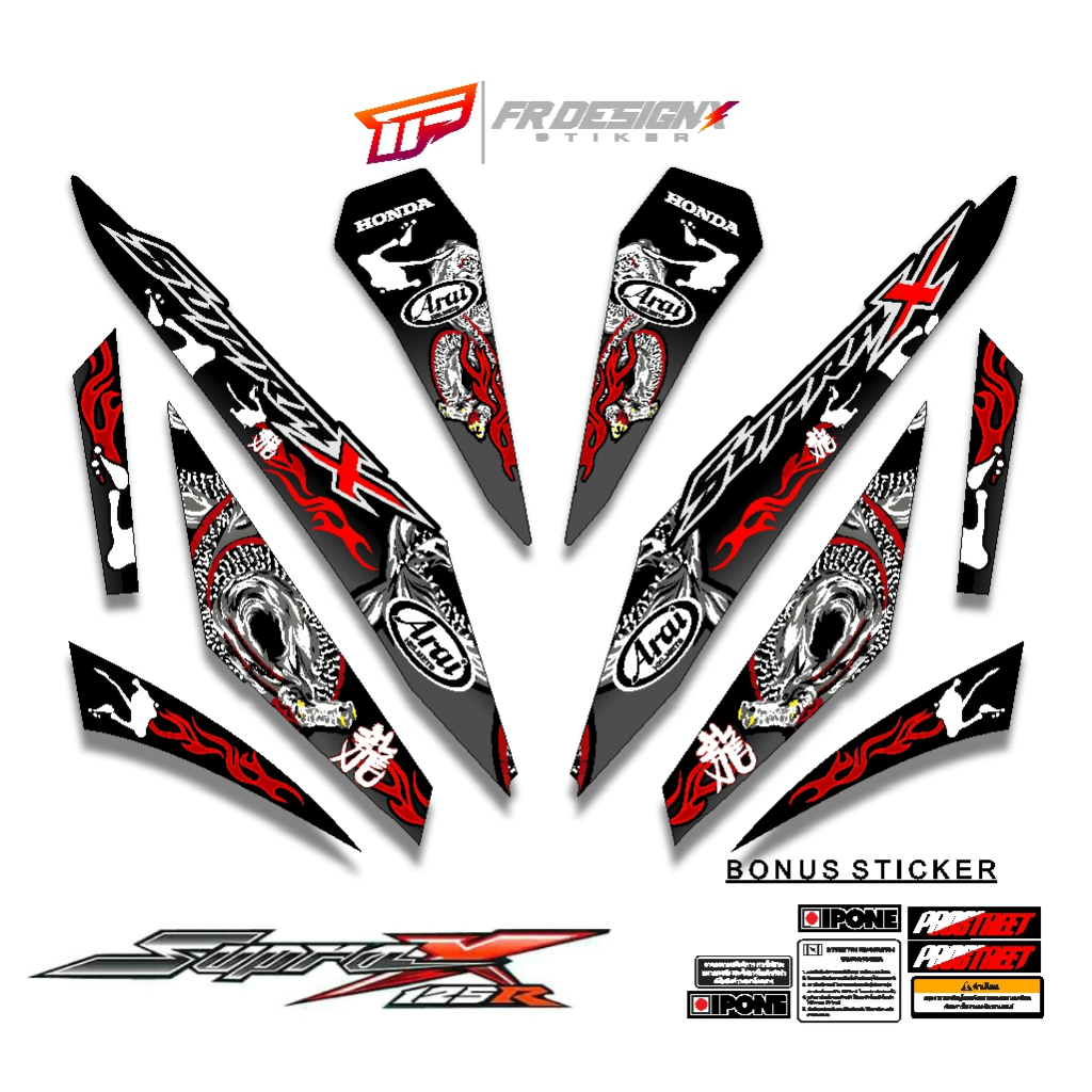 STRIPING STIKER DECAL SUPRA X 125 R 2007 - 2013 MTF DRAGON / FR DESIGNX / STRIPING MODIF