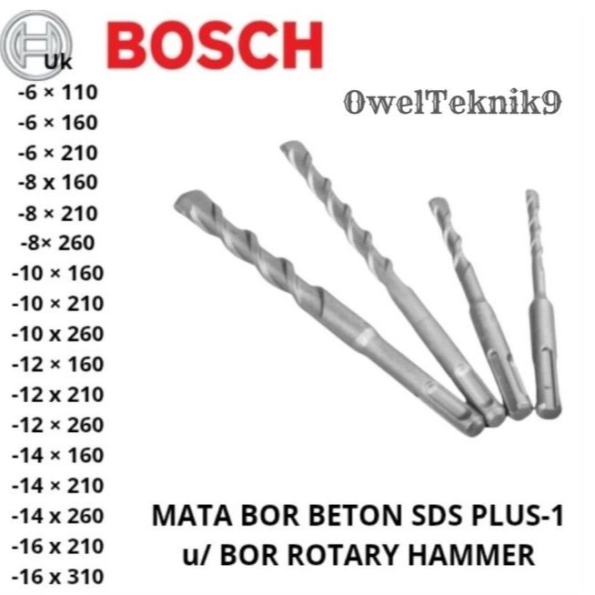OwelTeknik9 - Mata Bor Beton SDS PLUS-1 Untuk Rotary Hammer BOSCH/Mata Bor Tembok SDS PLUS-1 Hammer 