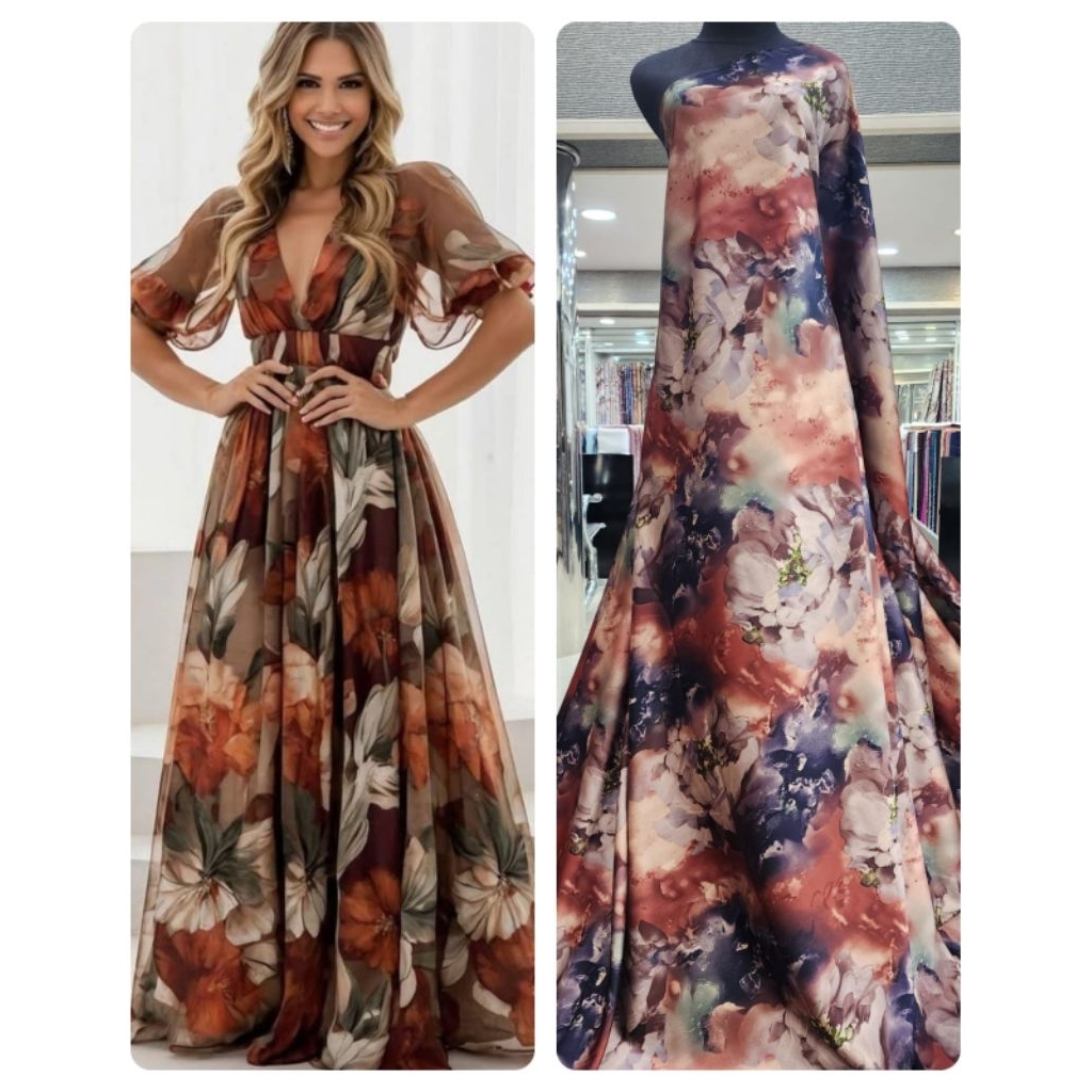 Kain Italian silk print motif