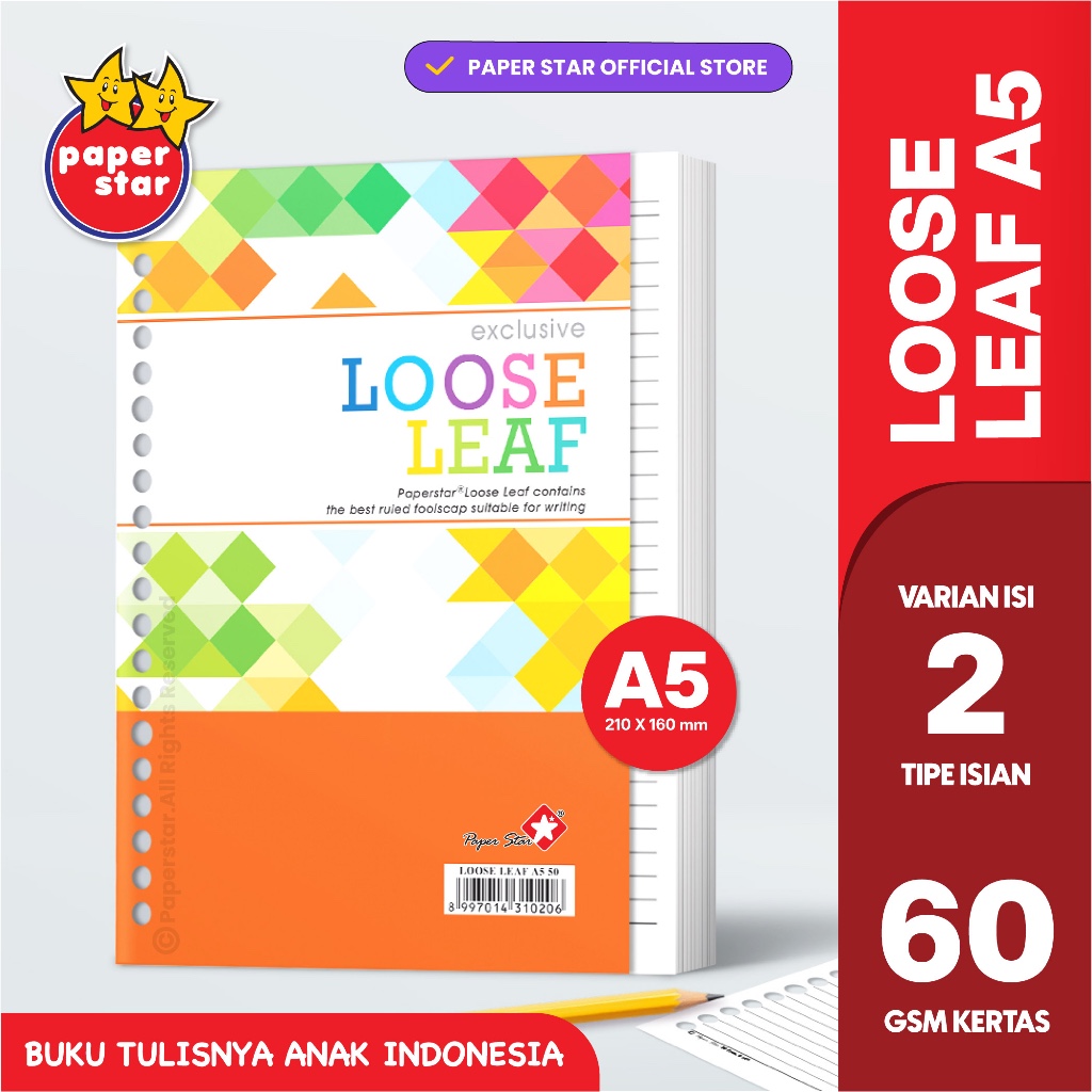 

Paperstar Loose Leaf A5 Bergaris 50 100 Lembar