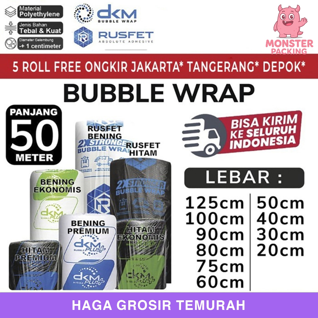

Plastik Bubble Wrap 50meter HITAM PREMIUM DKM PLUS Bubblewrap TERMURAH / ROLL