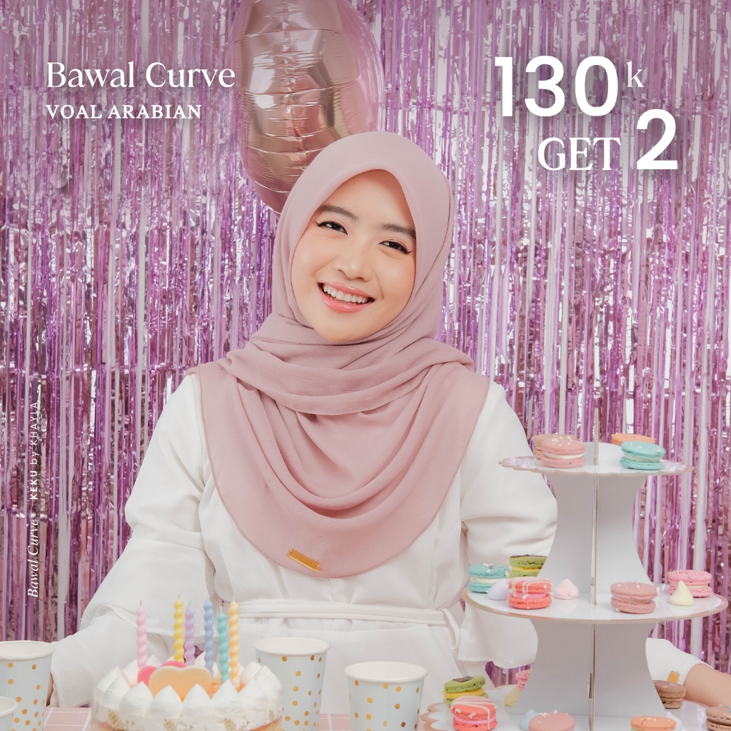 Khayla Indonesia - Bawal Curve Voal Arabian | Hijab Square Premium | Hijab Voal Polos Segi Empat