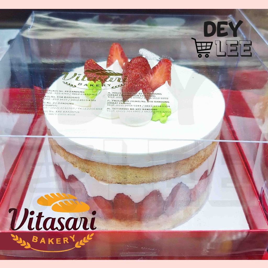 

VITASARI Strawberry Short Cake Bulat 15cm Halal Bandung