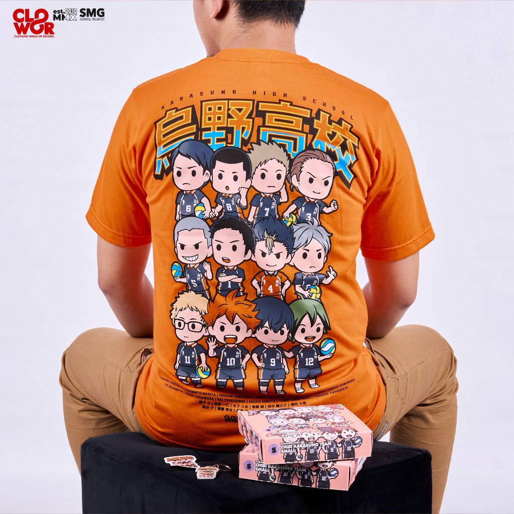 CLOWOR Chibi Karasuno Team Hinata Shoyo Kageyama Tobio Haikyuu Anime Kaos T-Shirt