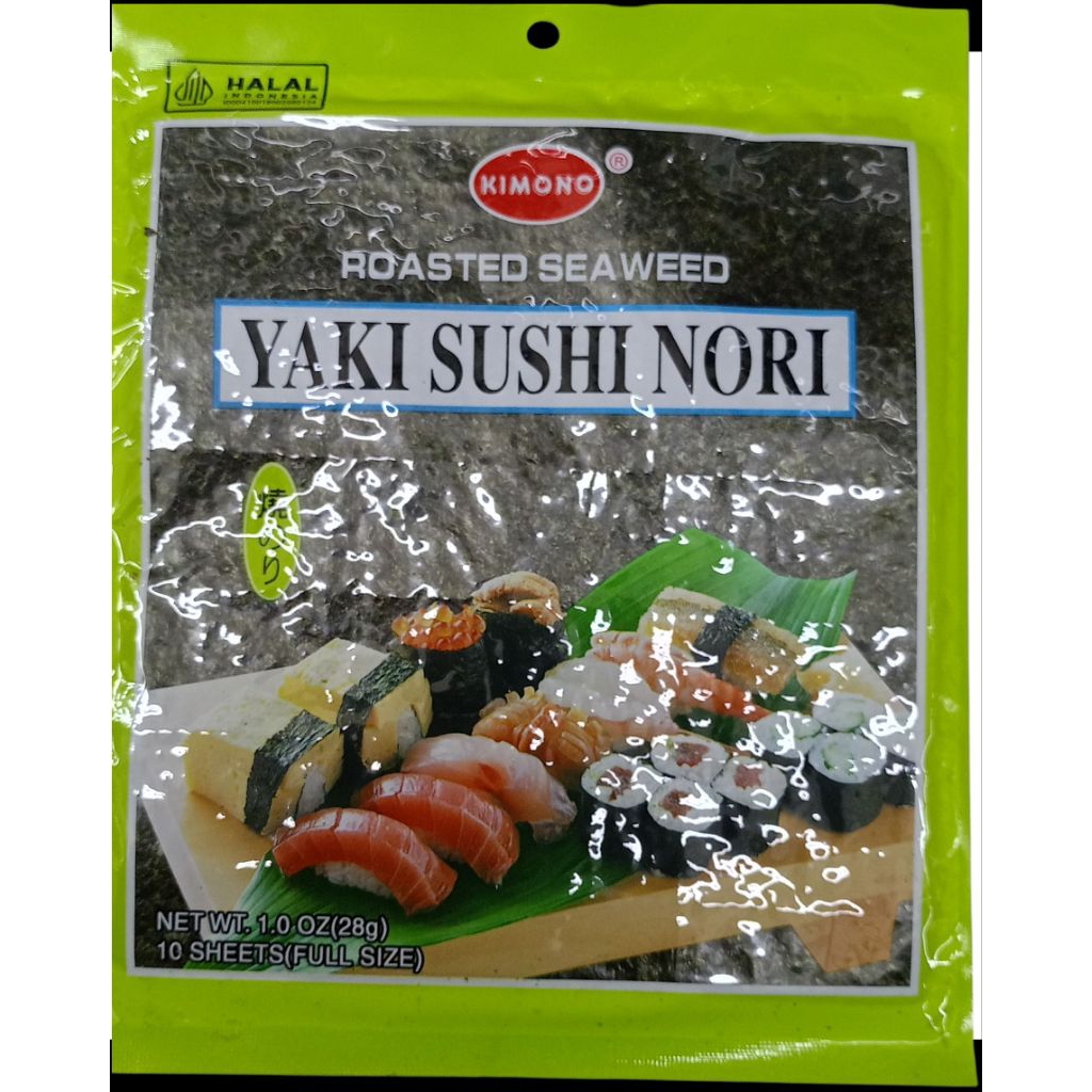 

Kimono Yaki Sushi Nori 28g 10 sheet| Roasted Seaweed Halal