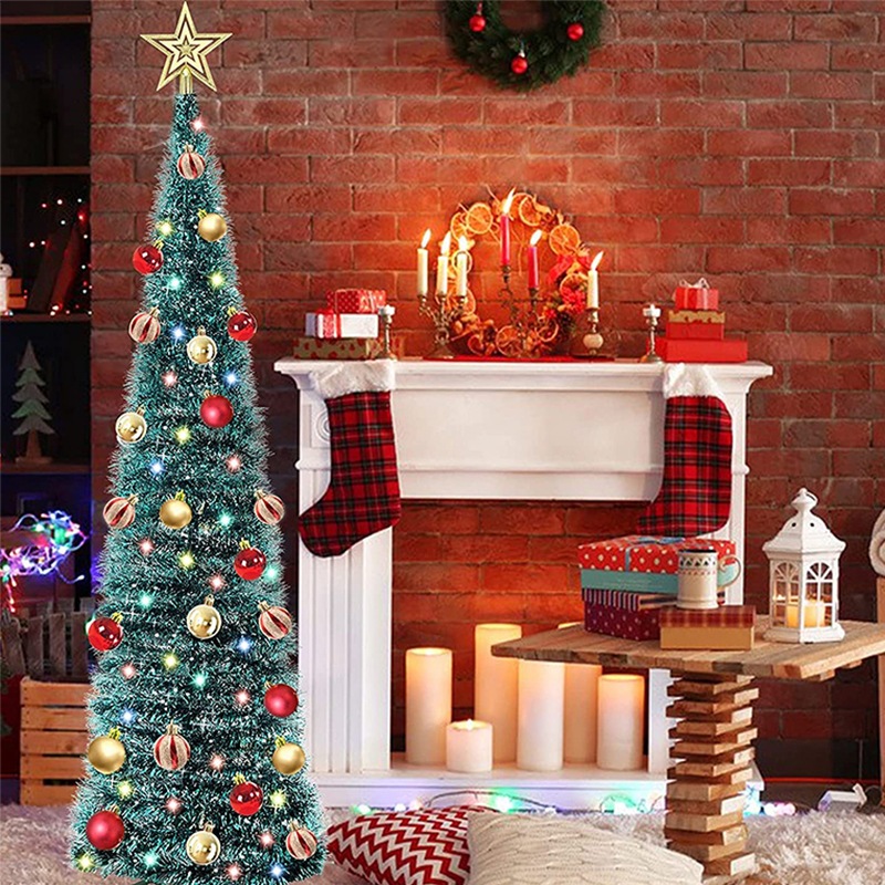 2025 Pohon Natal / Pohon Natal dari Daun Kina/Pohon Natal Berbulu yang Dapat Dilipat dan Dilipat Kem