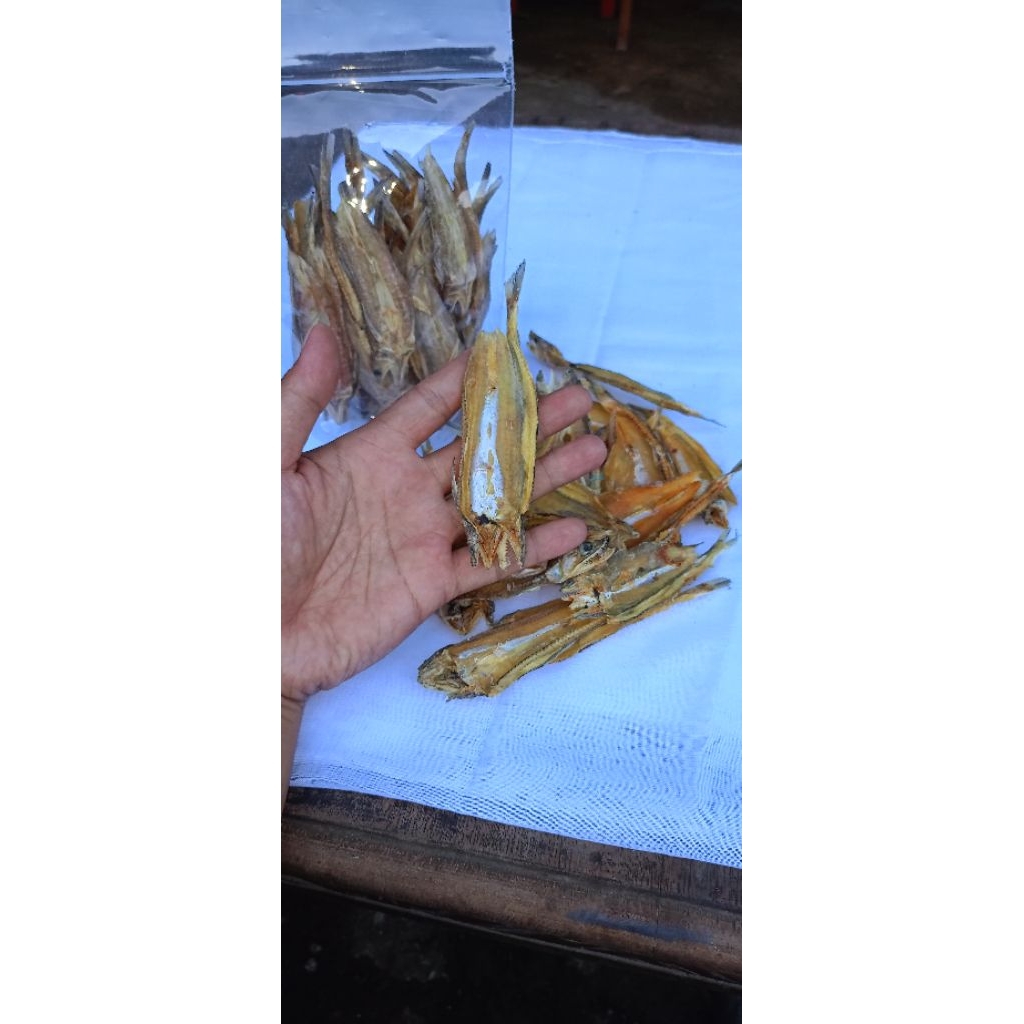 

ikan asin kering jenggelek, jambrong, tarakan, bloso tawar renyah belah atau bellek