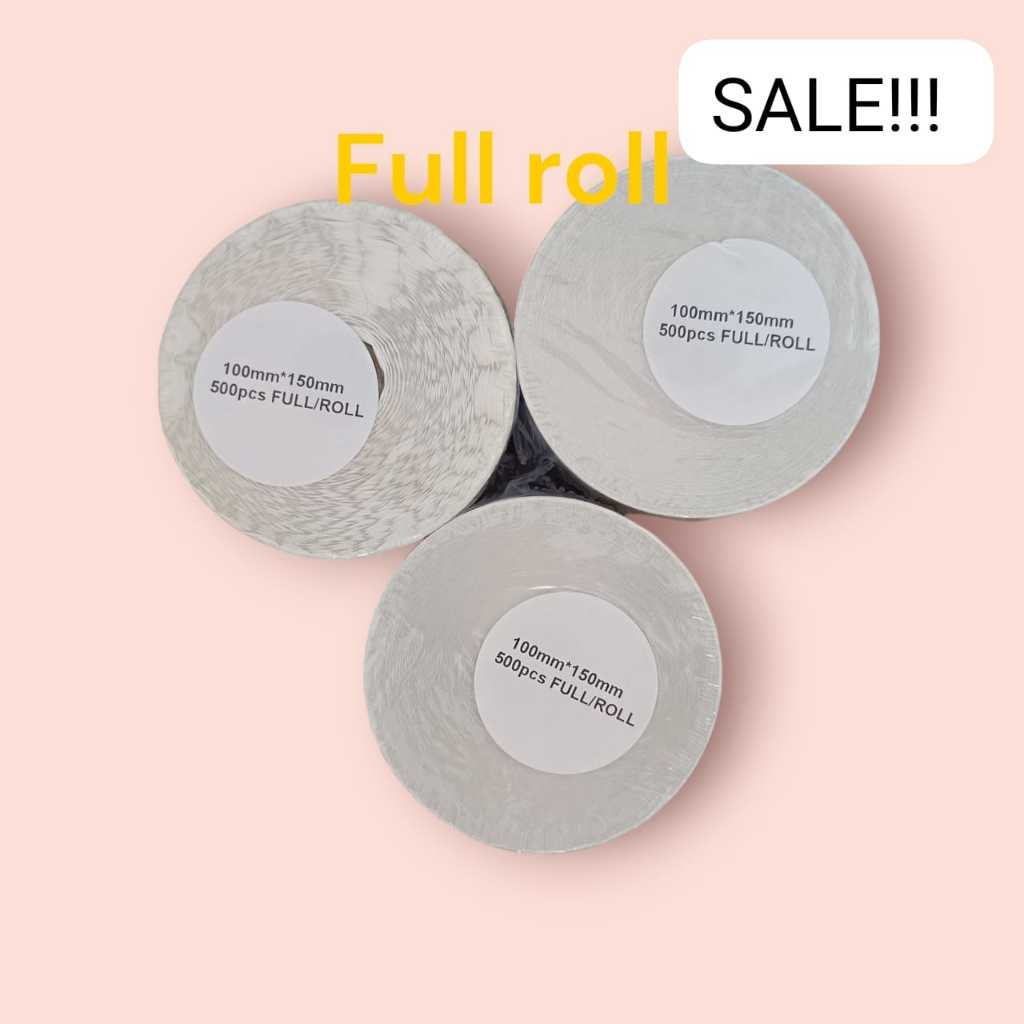

LABEL THERMAL 1 ROLL FULL 100x150 uk A6 1 roll isi 500 lembar murah
