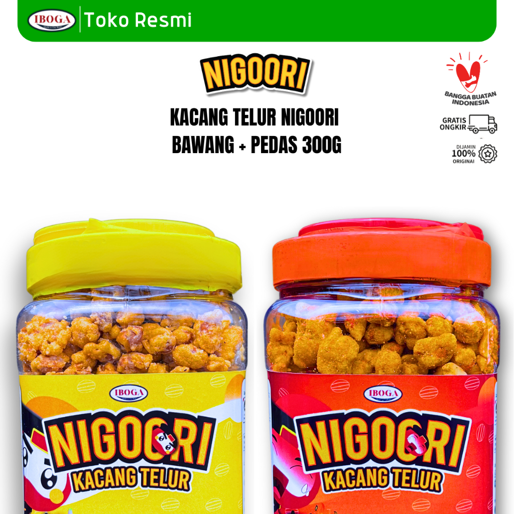 

[PAKET GURIH PEDAS + BAWANG] NIGOORI SNACK CAMILAN KACANG TELUR KACANG TANAH KACANG KRIBO TOPLES300G