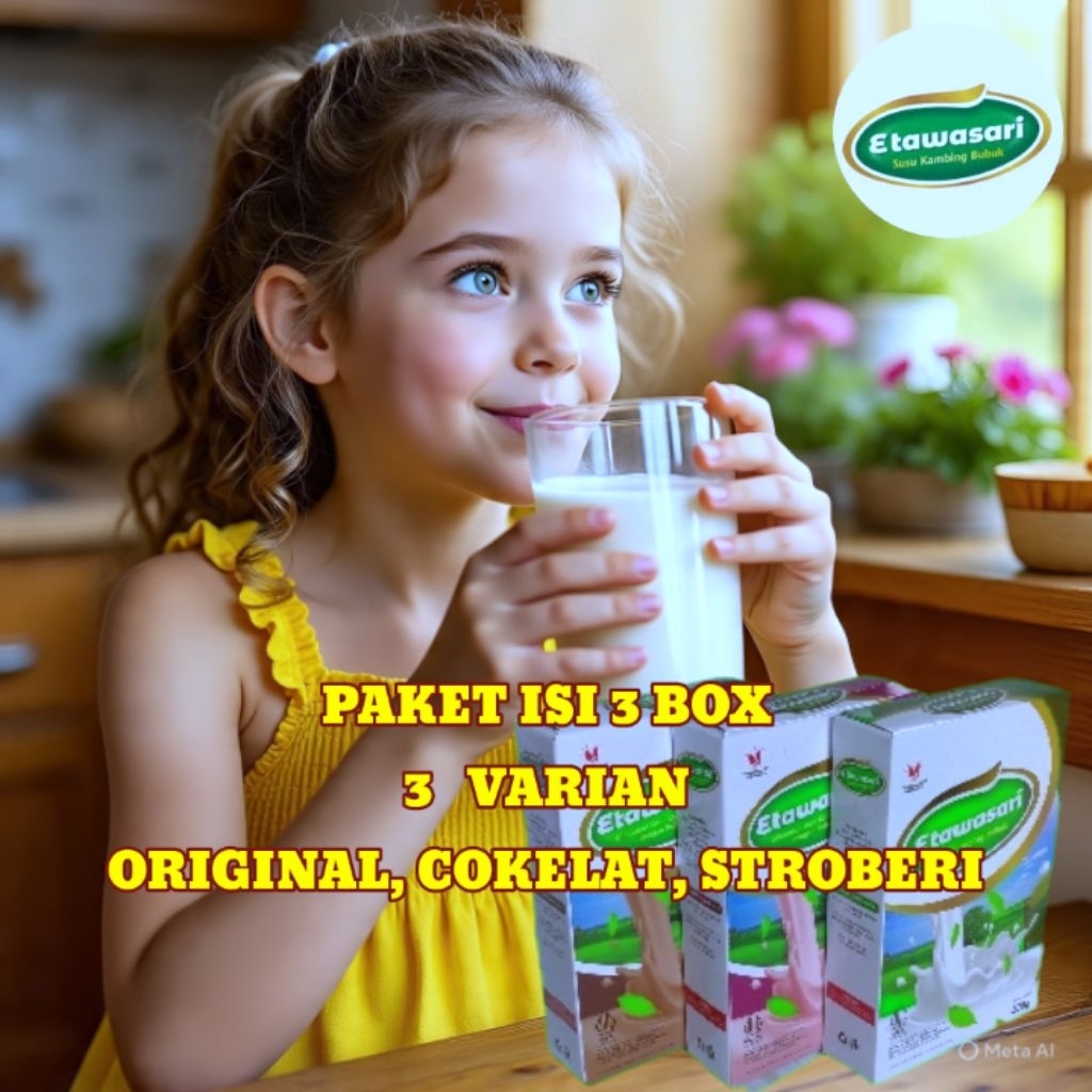 

3 box 3 varian original cokelat dan stroberi susu bubuk etawasari