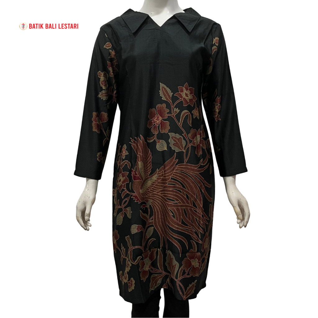 Dress Batik Bali Lestari Batik Wanita Dobby Sarimbit Hitam - 281 (DC01)