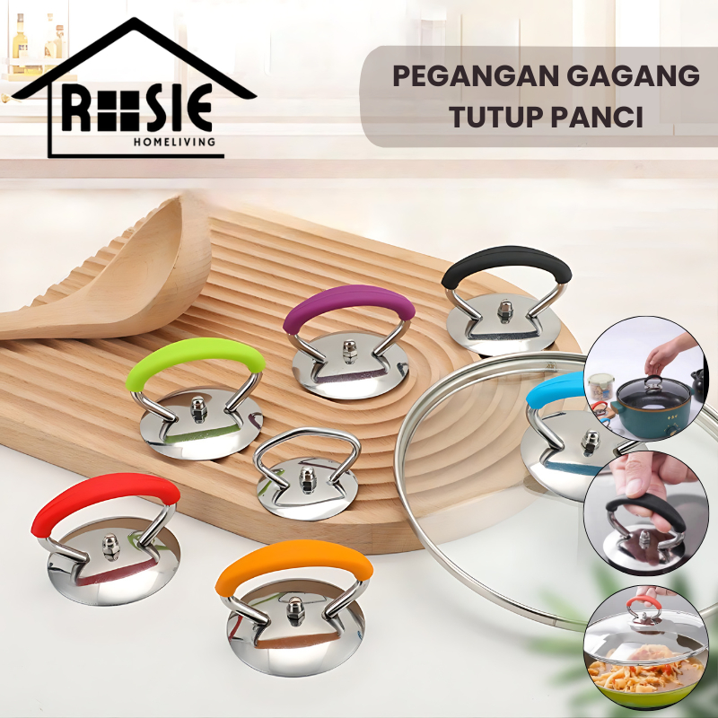ROSIE Kenop Knop Silicon Pegangan Gagang Tutup Panci Anti Panas Tutupan Panci Stainless