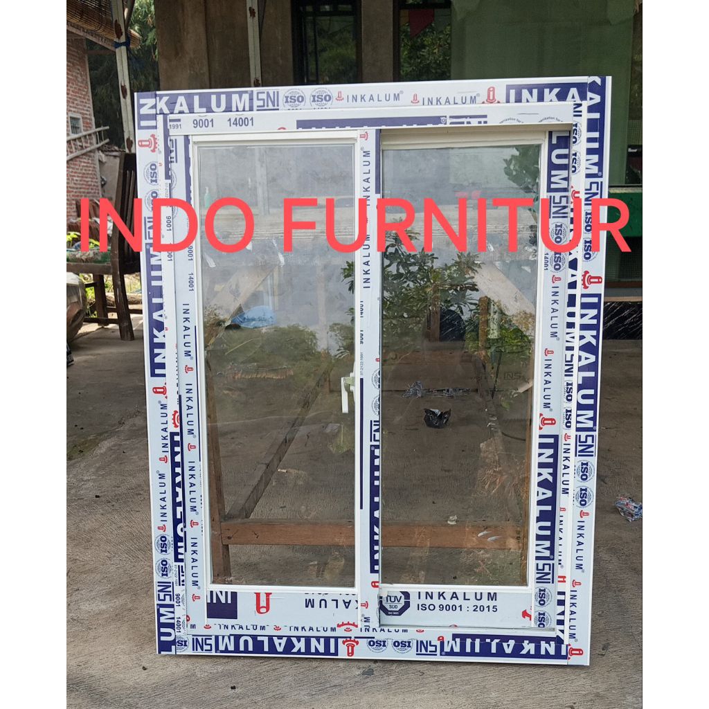L80 xT120 jendela sliding aluminium komplit  free packing kayu