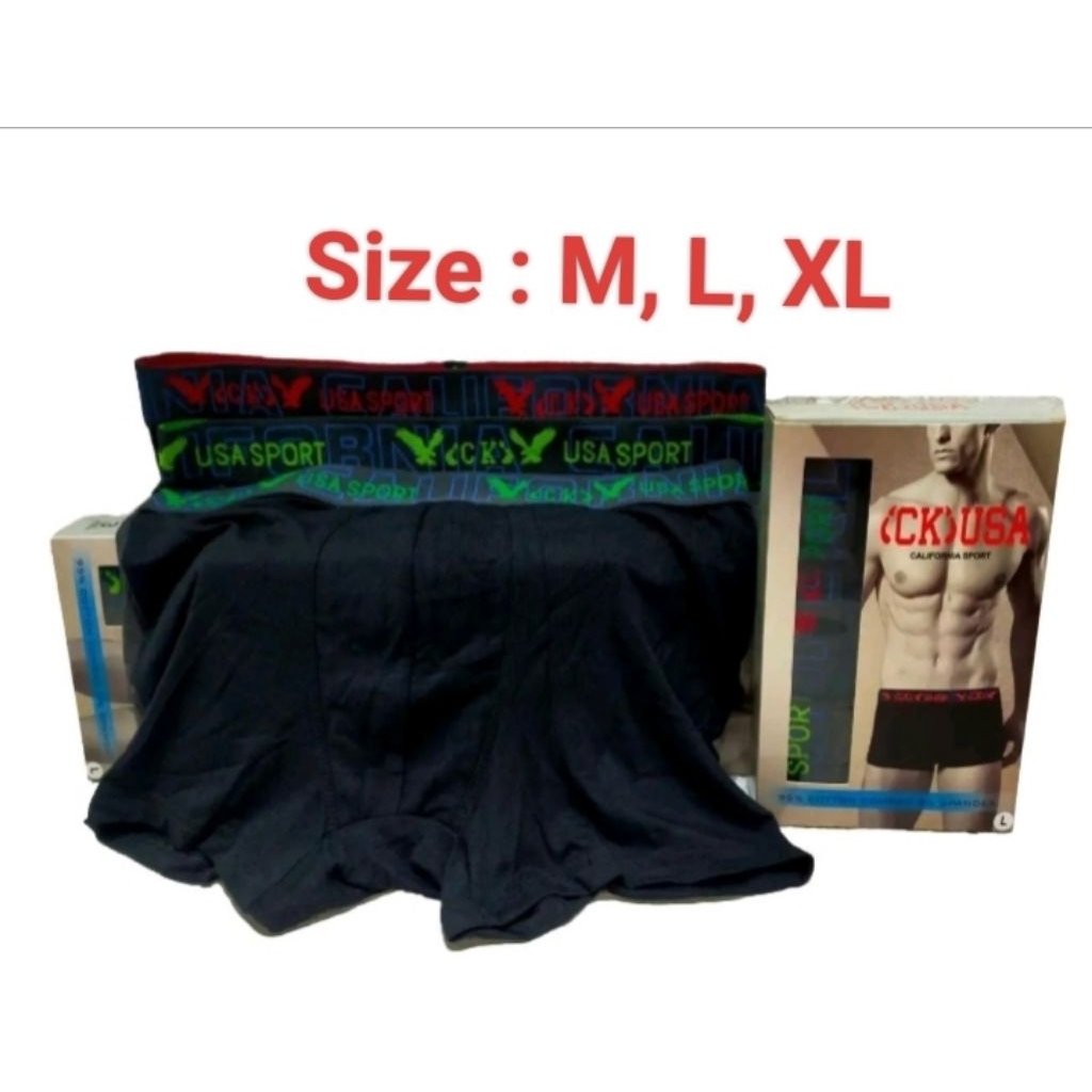 Boxer Pria Big Size Celana Pria Big Size 1kotak isi 3pcs CK3-019