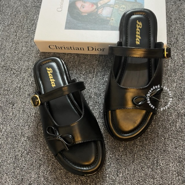 TERBARU BATA SANDAL WANITA HAK TINGGI SANDAL SLOP MOTIF PITA SANDAL GESPER