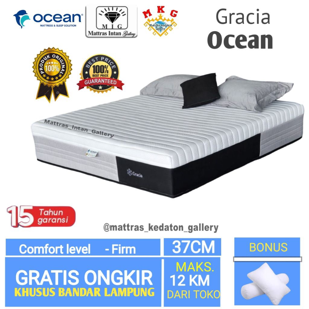 Kasur Ocean Springbed Gracia kasur orthoepdic T37 Cm - kasur spring bed ocean Spring bed size 160 - 