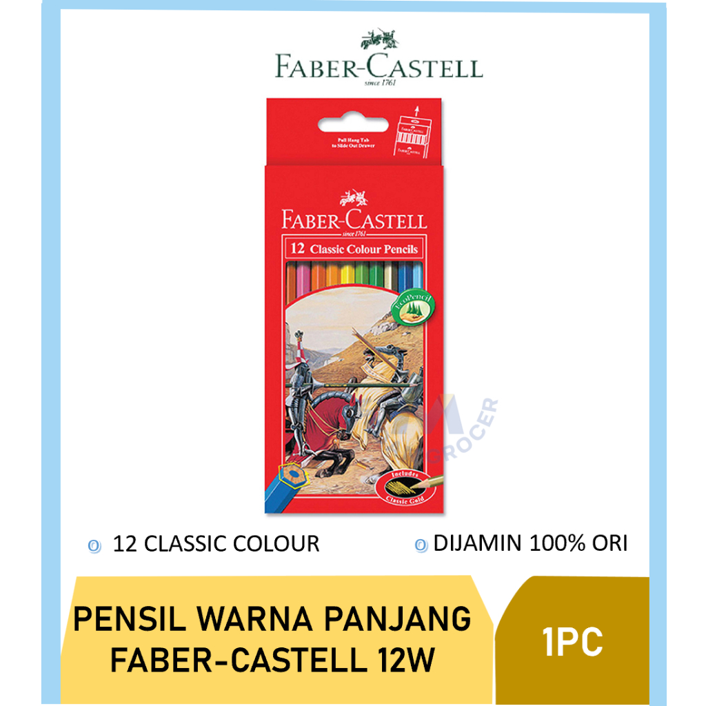 

Pensil warna PANJANG klir kayu 12 warna FABER CASTELL