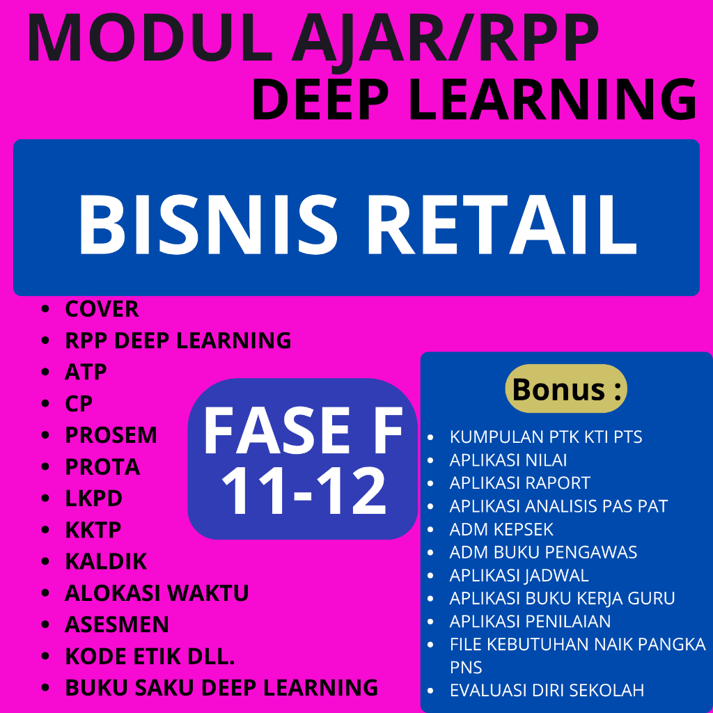 

RPP Deep Learning SMK BISNIS RETAIL FASE F (11-12) - RPP DEEP LEARNING SMK TERBARU