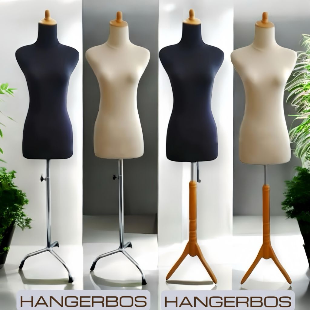 Patung Manekin Wanita Lapis Kain Kaki Besi / Kaki Kayu - Patung Baju Set Tiang Mannequin