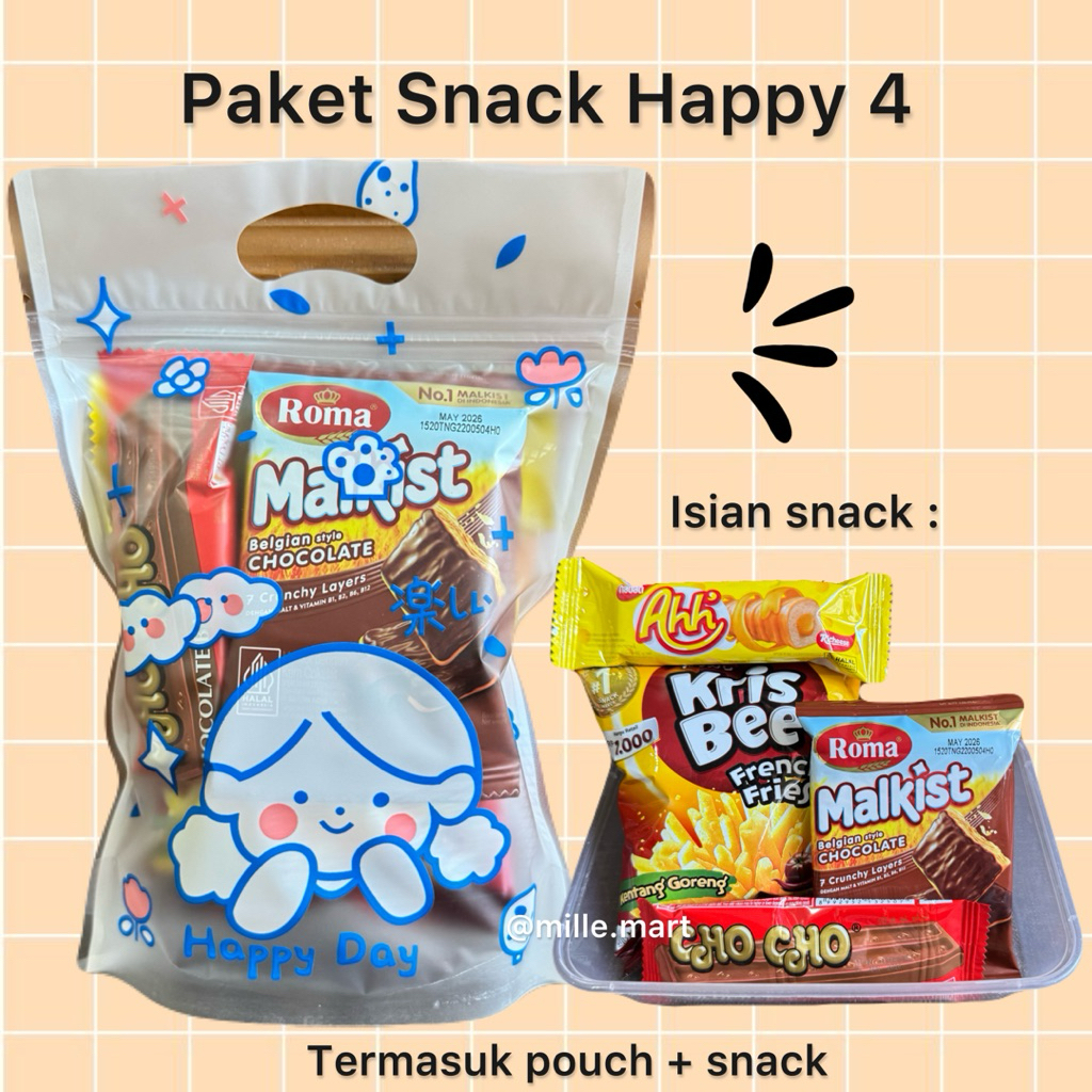 

Paket Happy 4 - Goodiebag tas ulang tahun snack/ziplock goodie bag/Paket Ulang Tahun Anak/Bingkisan Ulang Tahun Anak/Souvernir Pesta Ulang Tahun/Hampers Ulang Tahun Anak/Paket Makanan Ringan Anak