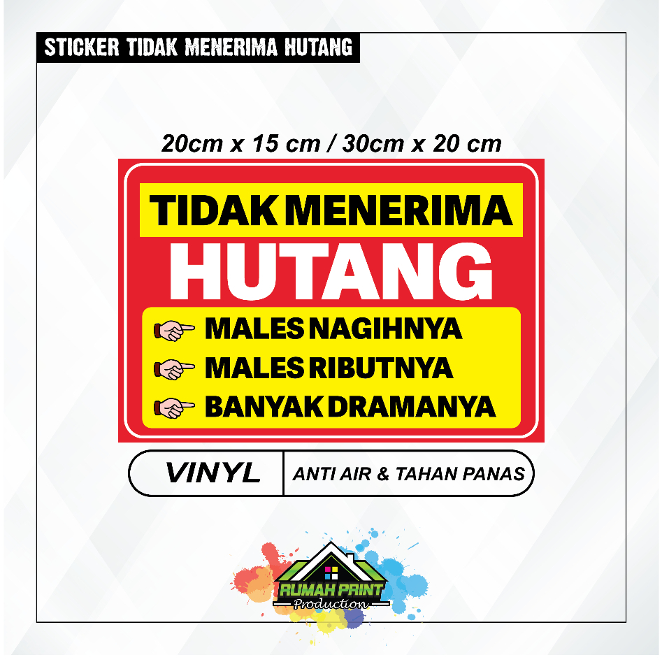 

STIKER TIDAK MENERIMA UTANG