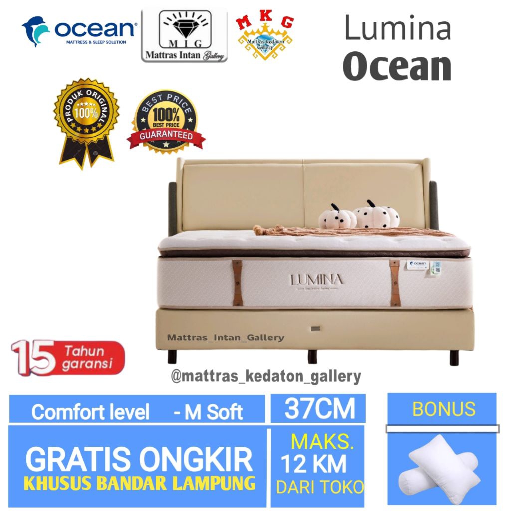 Kasur Ocean Springbed Lumina Full Set Memotech Latex T37 Cm - kasur spring bed ocean Spring bed size