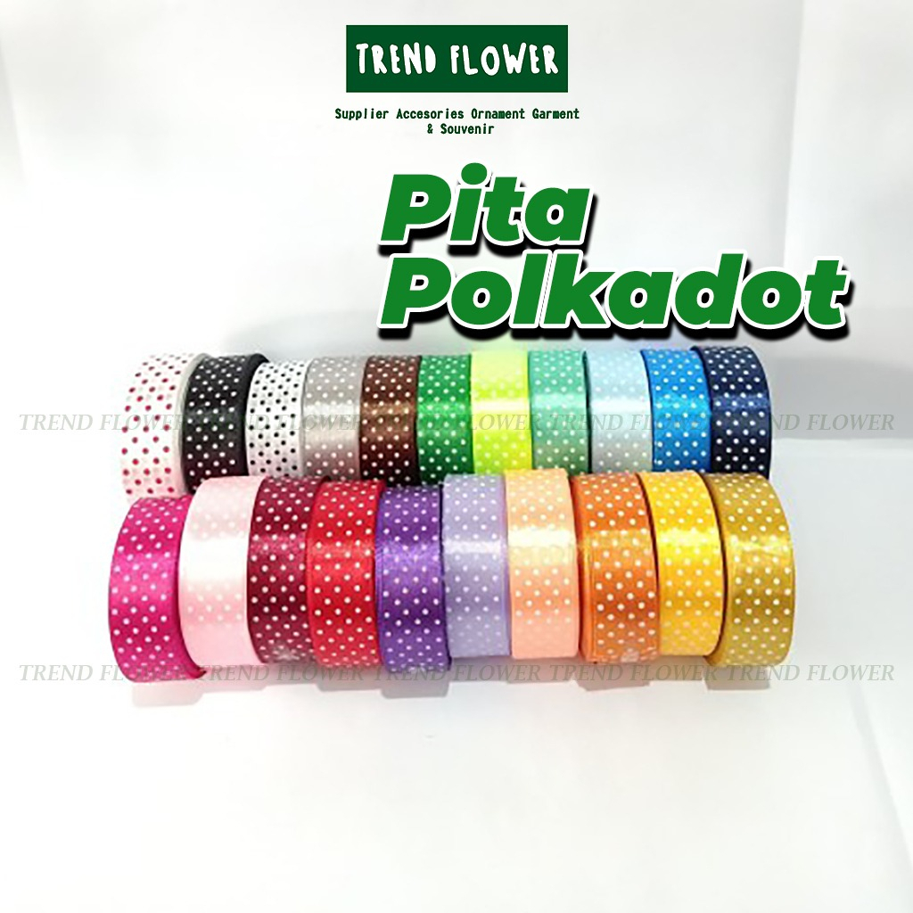 

[PER SLOP] Pita Polkadot 1 inch hiasan bunga aksesoris manik manik Hampers Hiasan Kado