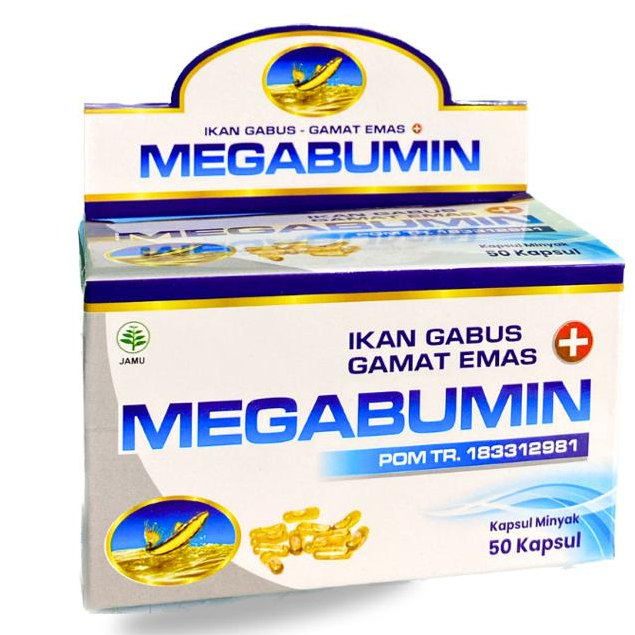 KAPSUL IKAN GABUS PLUS GAMAT EMAS MEGABUMIN ISI 50 KAPSUL / GAMAT Ikan Gabus