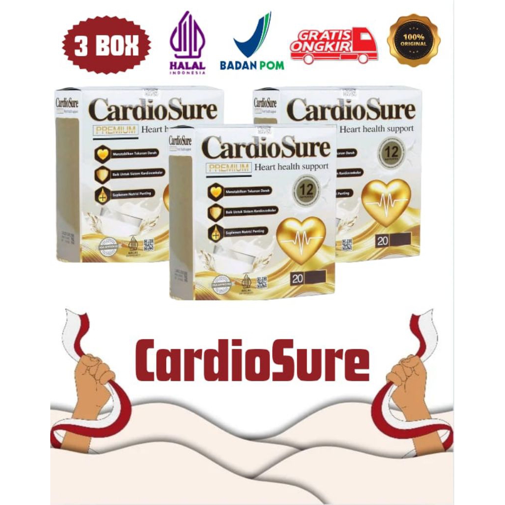

3 BOX CARDIOSURE PREMIUM ® SUSU KESEHATAN HIPERTENSI JANTUNG KOLESTEROL ASAM URAT