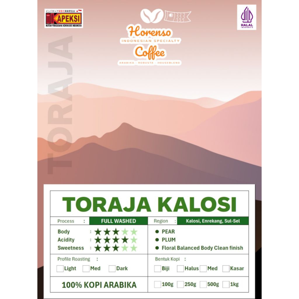 

Biji Kopi Arabica Toraja Kalosi