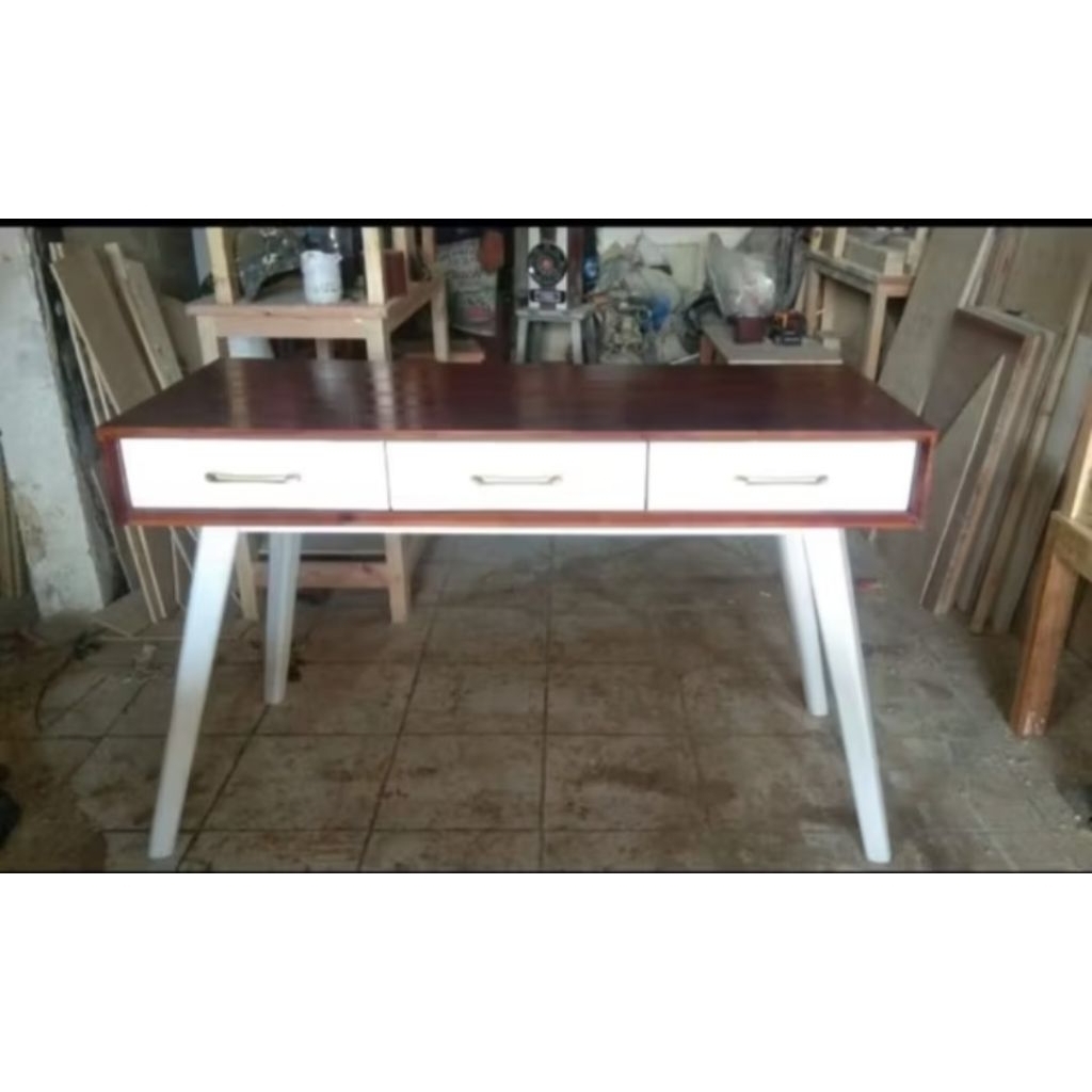 MEJA KERJA 3 LACI FULL PUTIH 120 X 50 X 75 CM