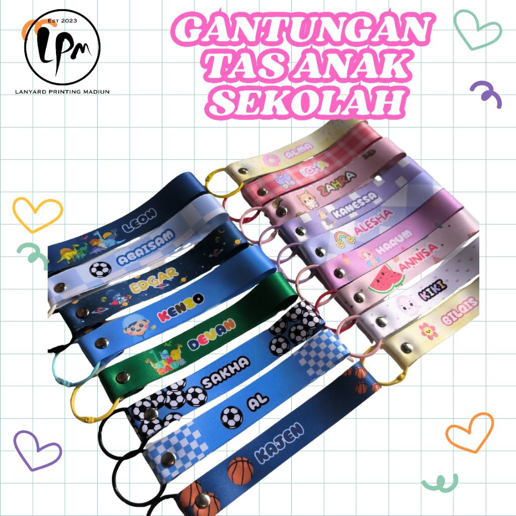 

GANTUNGAN KUNCI TAS SEKOLAH/ KEYCHAIN LANYARD/ LANYARD ANAK/GANTUNGAN KUNCI KENDARAAN/KEYCHAIN KOMUNITAS