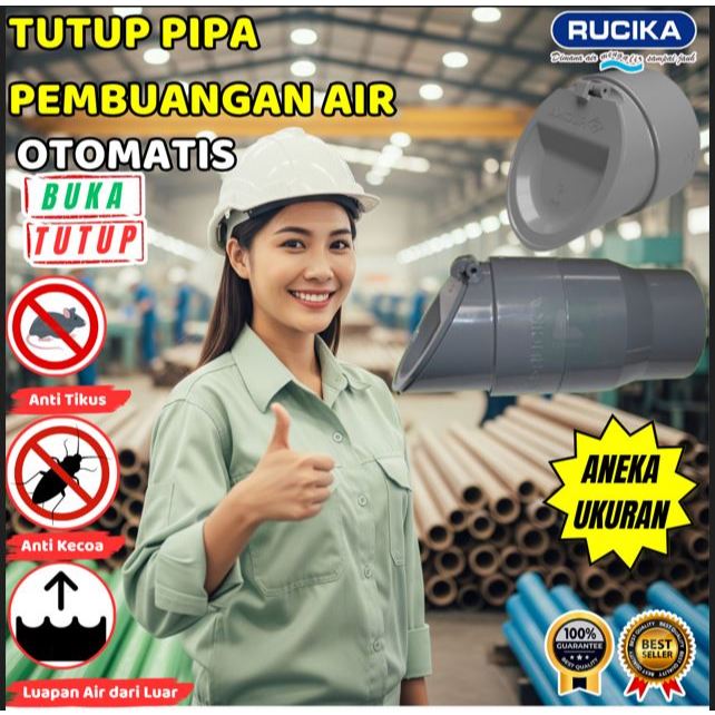 RUCIKA Backflow Valve Pipa Ukuran 2 1/2 Inch - Tutup Bak Kontrol Anti Bau Tikus & Serangga