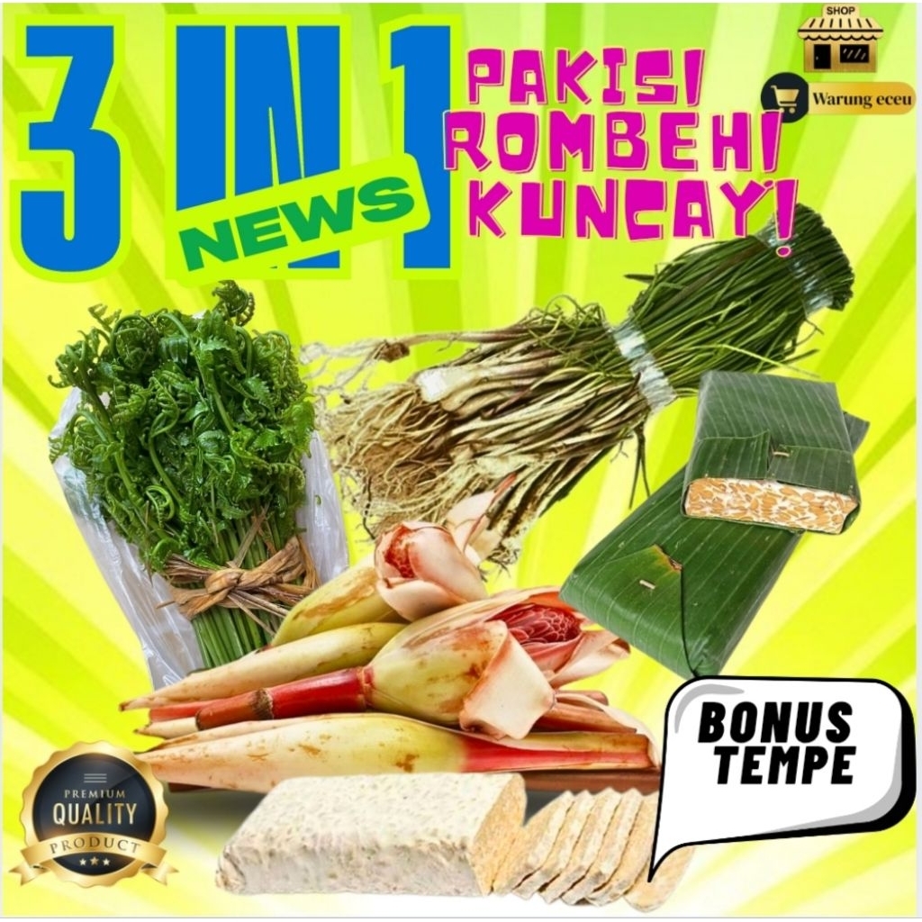 

[ PAKET SAYUR 3 IN 1 ]Tumis Oseng – Pakis, Kuncay, Kecombrang + Bonus Tempe | Siap Masak & Segar